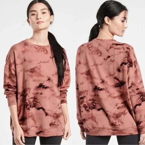 Athleta Balance Pullover Soft Sweatshirt Marine Palermo Pink Tie Dye Size SP - Picture 1 of 9